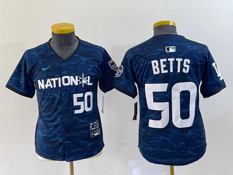 Youth Los Angeles Dodgers #50 Mookie Betts Number Royal 2023 All star Cool Base Stitched Jersey->mlb youth jerseys->MLB Jersey
